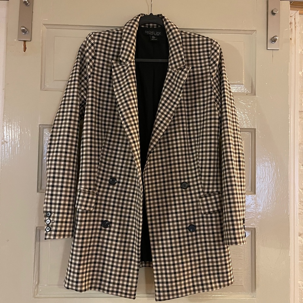 Rachel Zoe Longline Buffalo Checkered Blazer